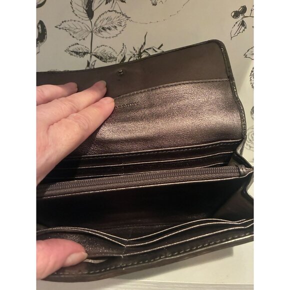 Burberry Womens Metallic Leather Trim Checkered Clutch Wallet W/Multiple Compart - Picture 4 of 4